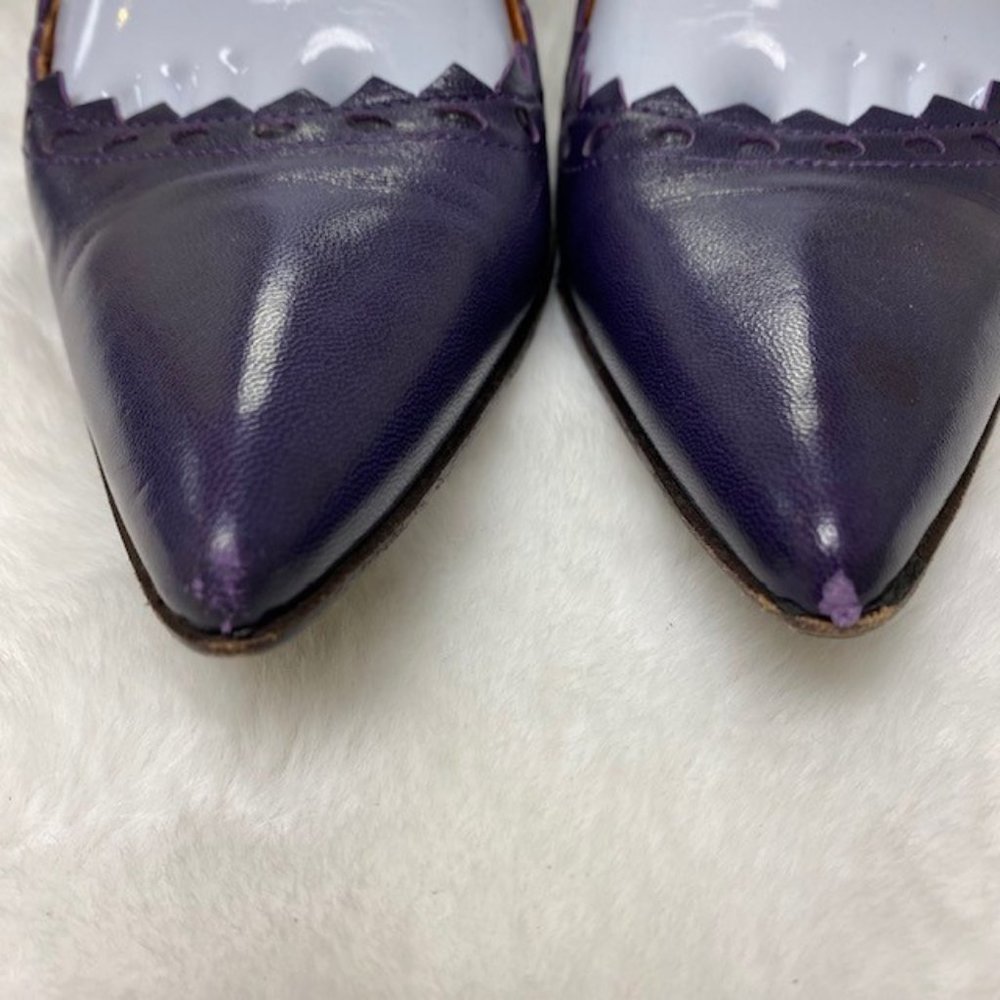 L'Autre Chose Made In‎ Italy Leather Triangle Scalloped Single Strap Heels, sz 7 - Picture 3 of 10